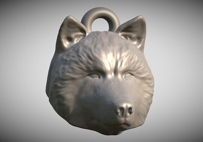 Alaskan Malamute dog head key ring for 3D printing 3D print model