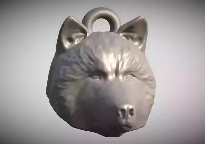 Alaskan Malamute dog head key ring for 3D printing 3D print model
