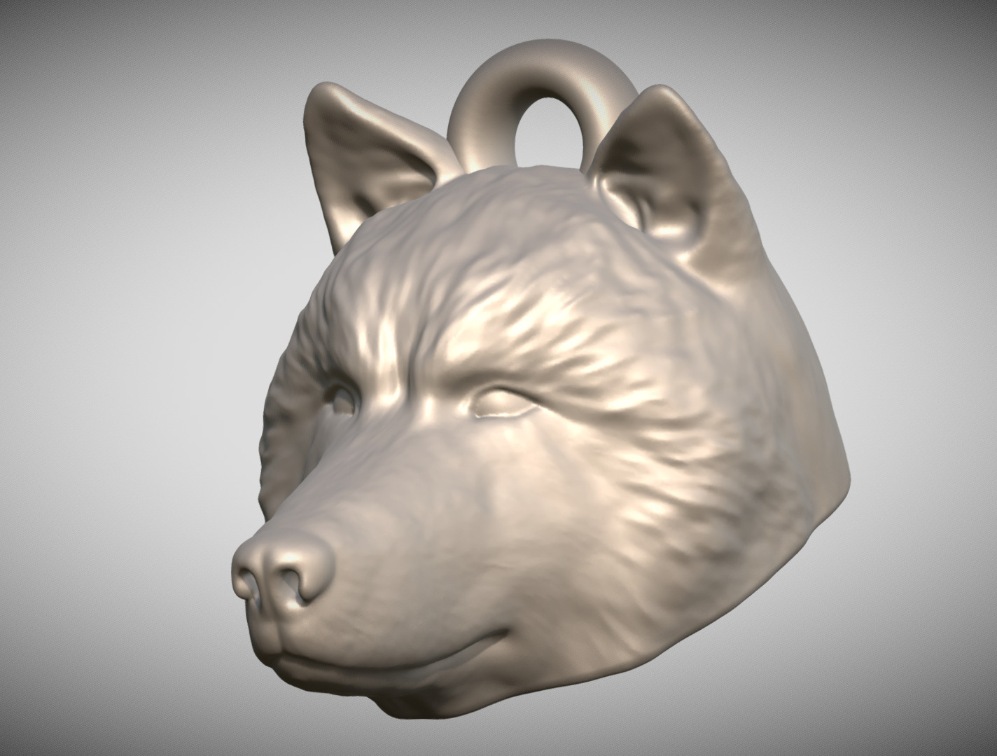 Alaskan Malamute dog head key ring for 3D printing 3D print model_2