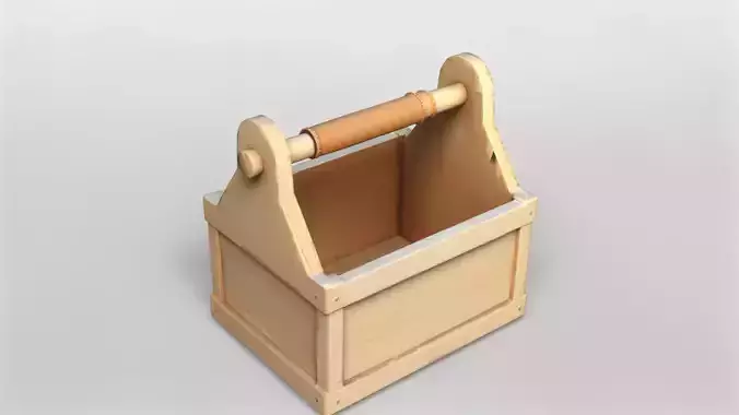 Wooden Toolbox with Leather Handle 3D Model