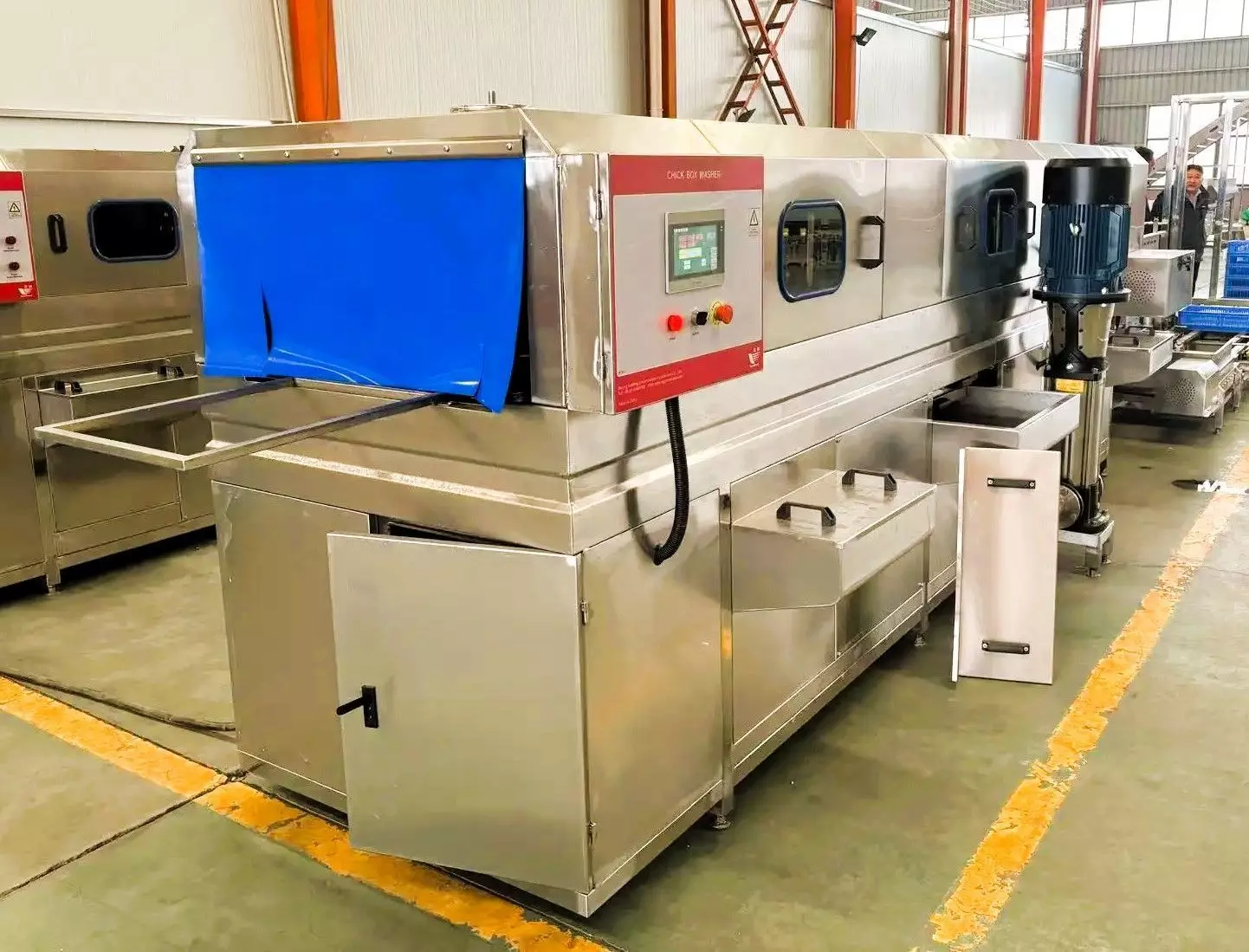 Industrial Panel Washing and Drying Machine with Conveyor System 3D model_0