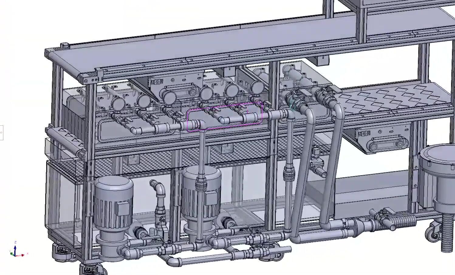 Industrial Panel Washing and Drying Machine with Conveyor System 3D model_1