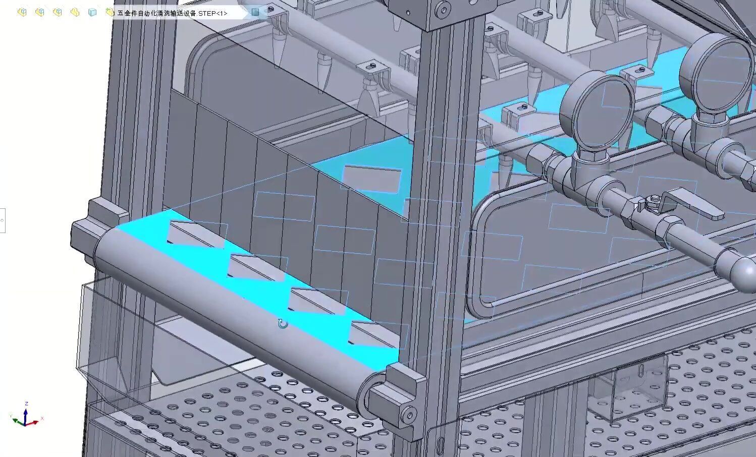 Industrial Panel Washing and Drying Machine with Conveyor System 3D model_2