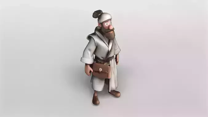 Stylized Medieval Traveler Character 3D Model 3D model