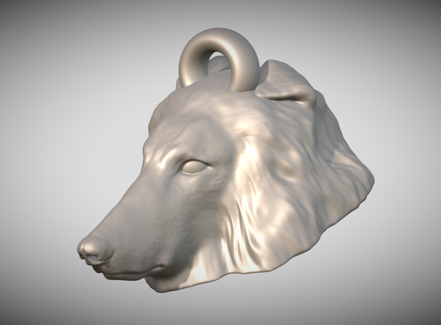 Rough Collie dog head key ring for 3D printing 3D print model_2