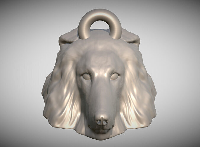 Rough Collie dog head key ring for 3D printing  3D print model