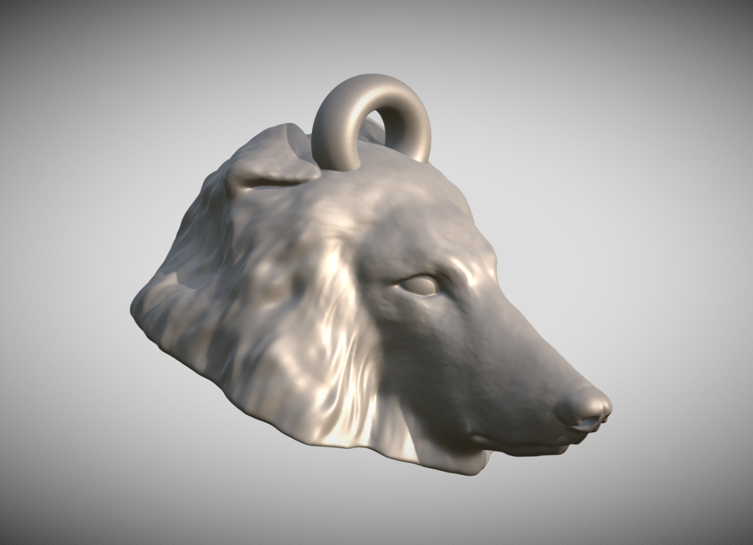 Rough Collie dog head key ring for 3D printing 3D print model_7