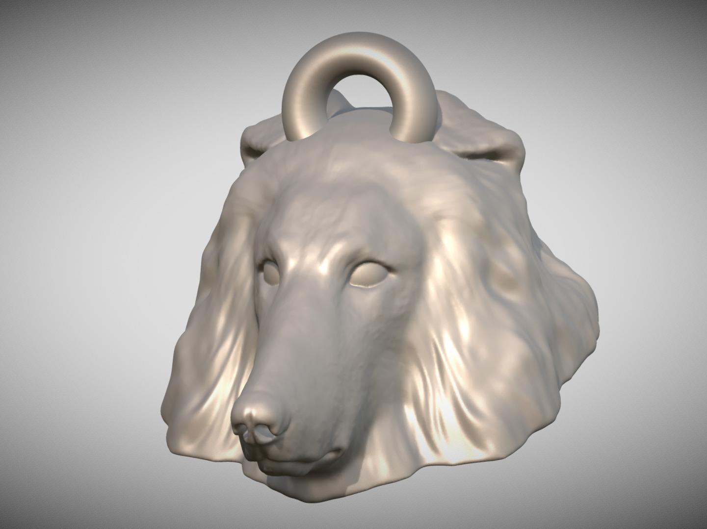 Rough Collie dog head key ring for 3D printing 3D print model_1