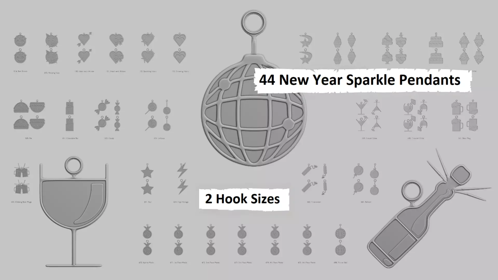 New Year Sparkle STL Pendant Collection 3D print model