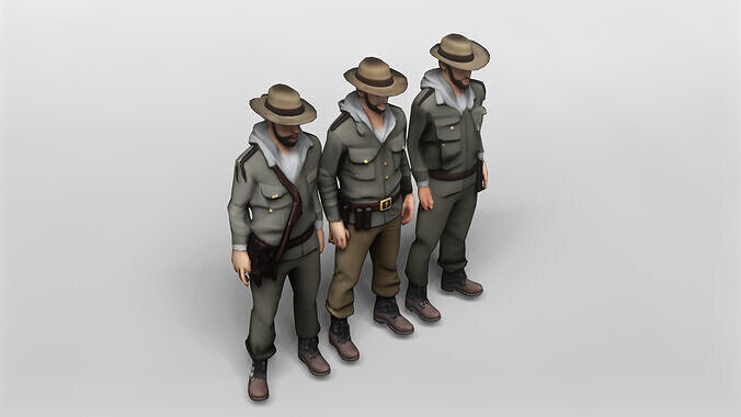 3D Model of Adventurer Man in Casual Military Outfit 3D model