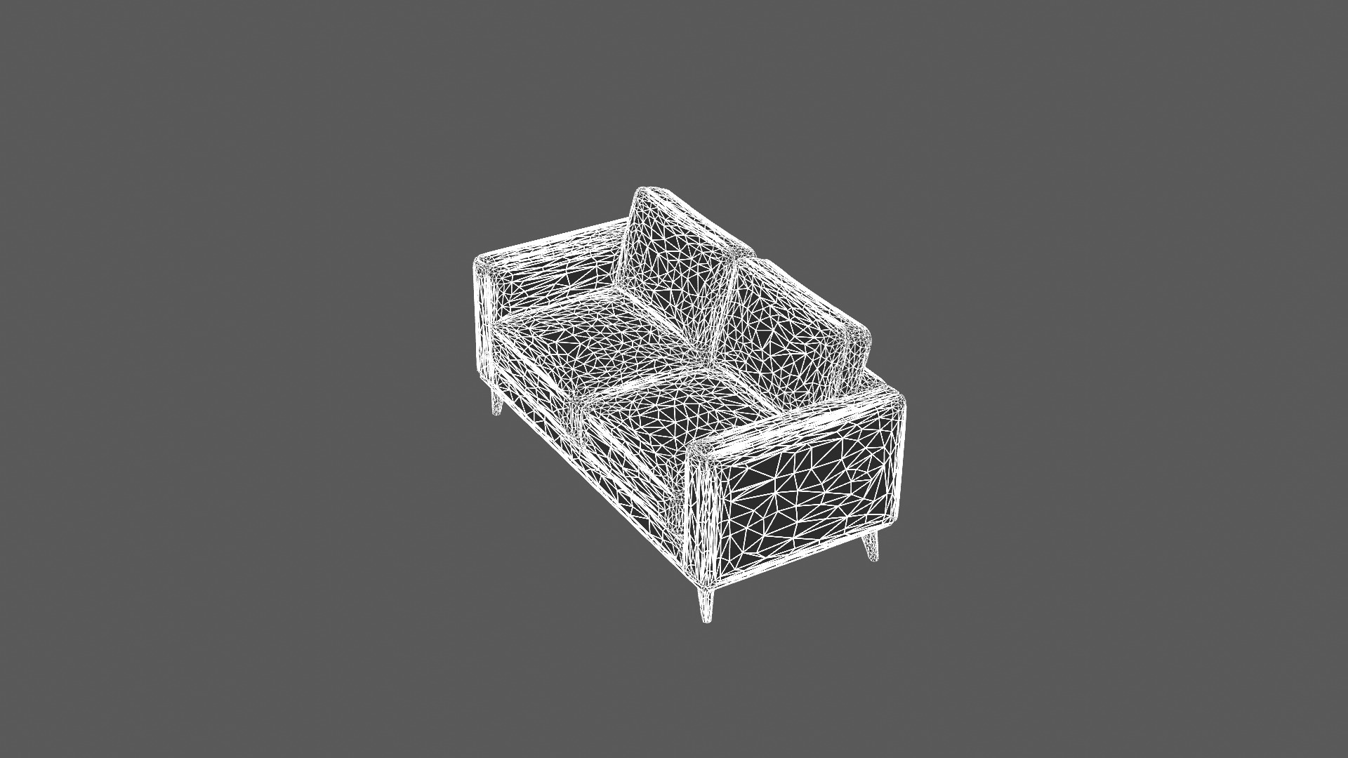 Modern Two-Seater Sofa with Wooden Legs 3D model_7