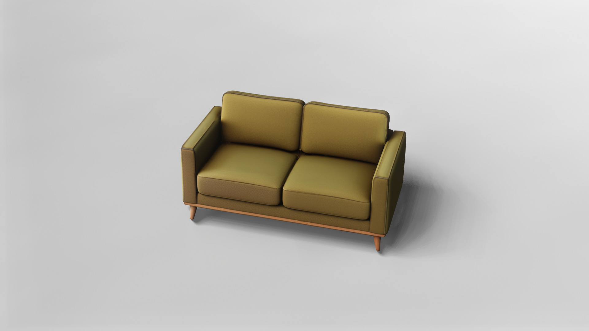 Modern Two-Seater Sofa with Wooden Legs 3D model_1