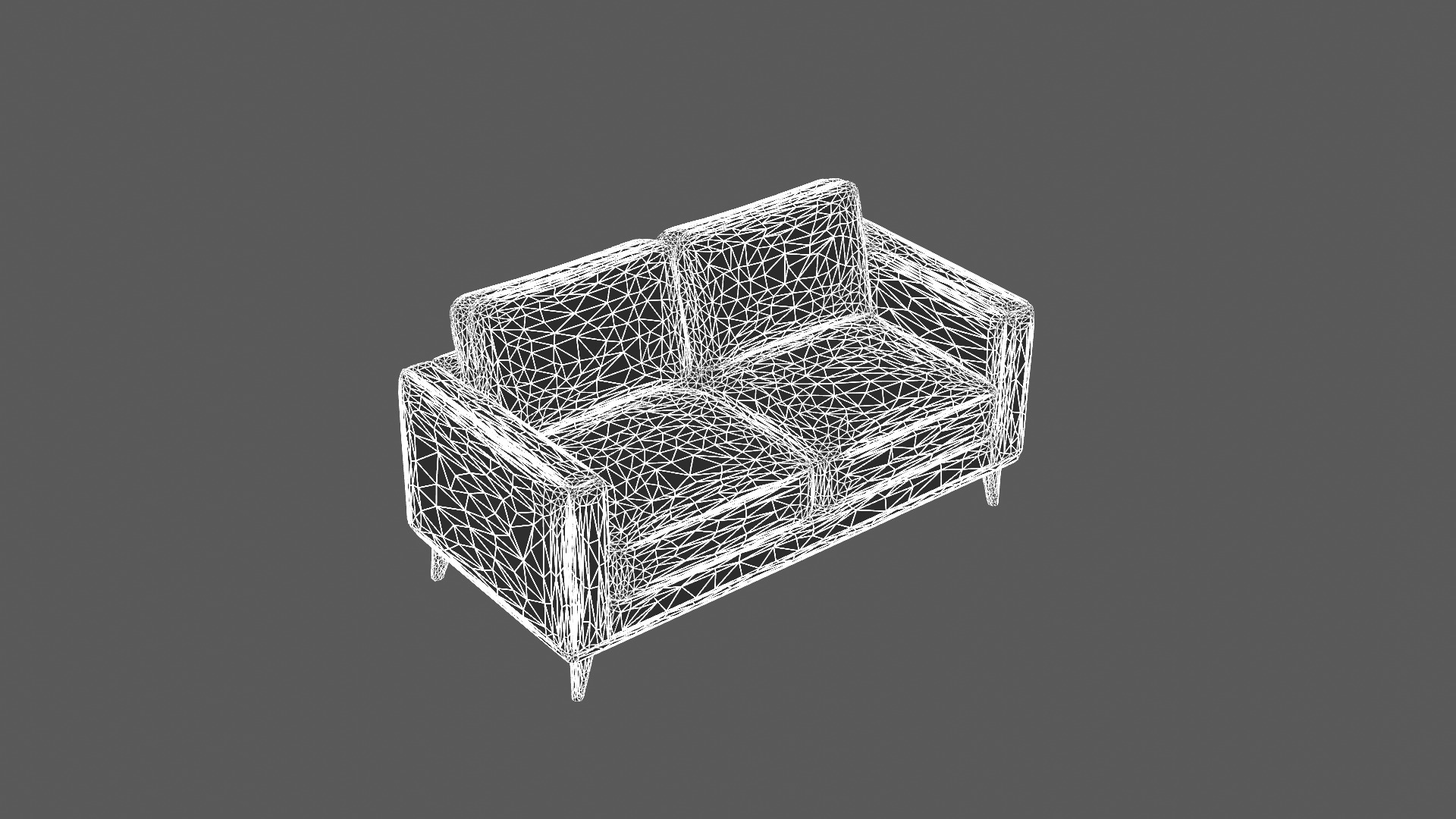 Modern Two-Seater Sofa with Wooden Legs 3D model_5