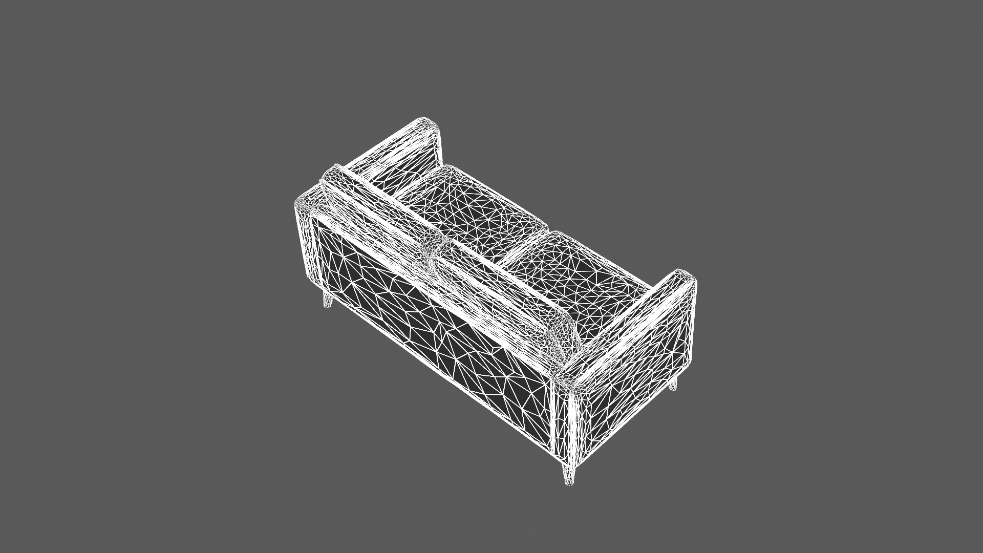 Modern Two-Seater Sofa with Wooden Legs 3D model_9