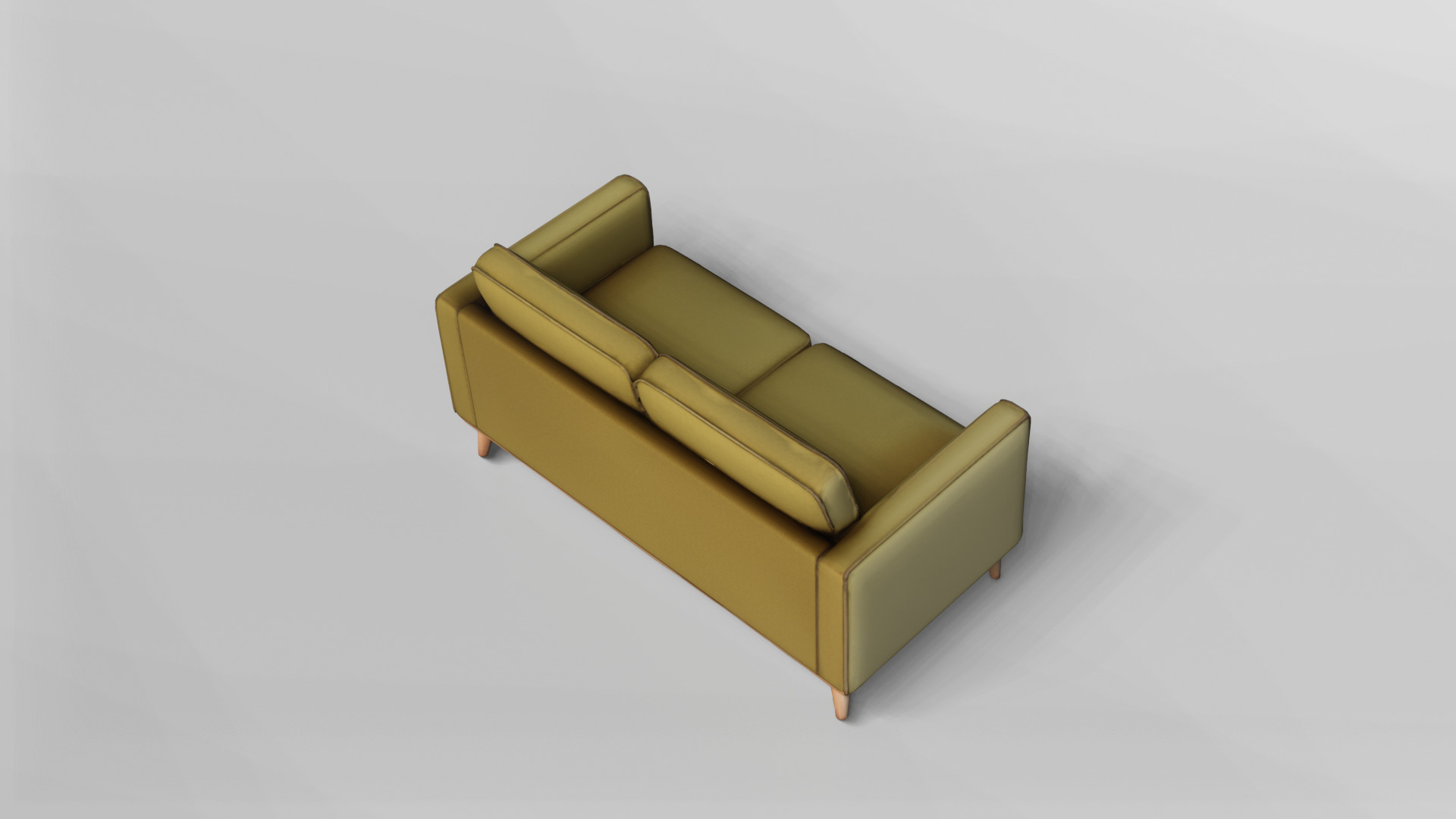Modern Two-Seater Sofa with Wooden Legs 3D model_4