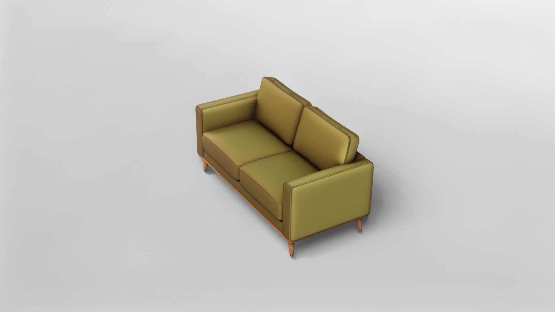 Modern Two-Seater Sofa with Wooden Legs 3D model_2