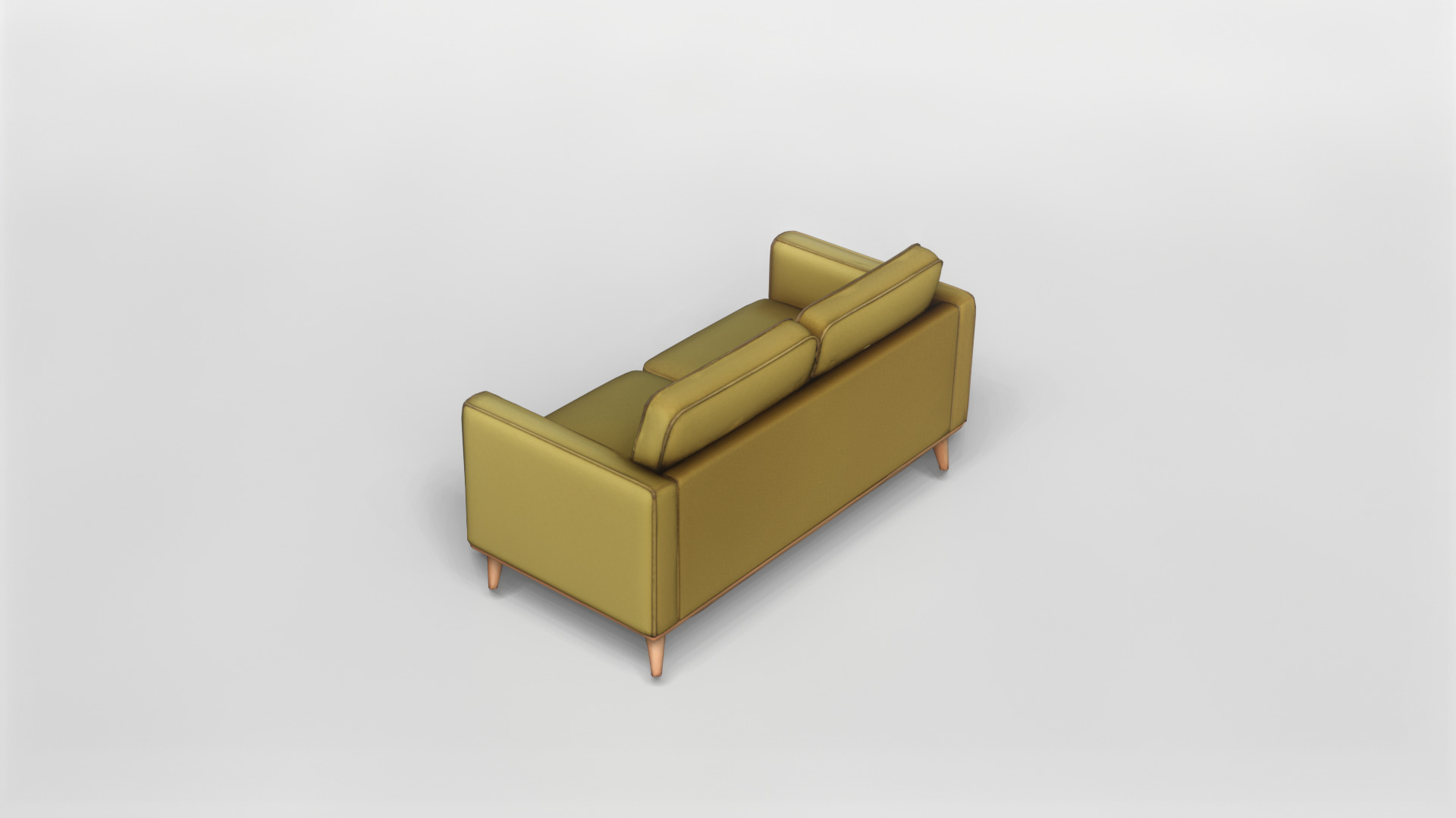 Modern Two-Seater Sofa with Wooden Legs 3D model_3