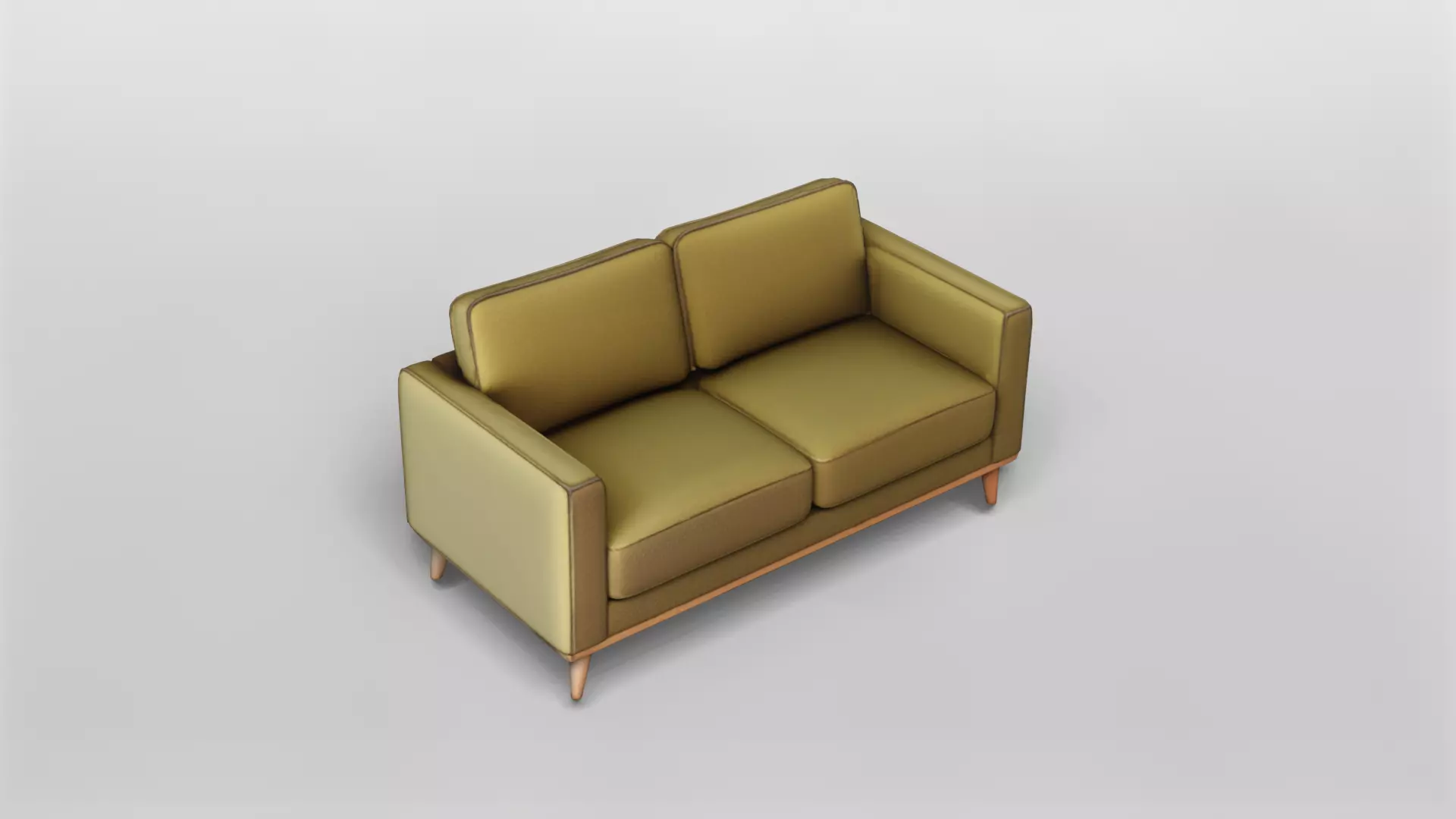 Modern Two-Seater Sofa with Wooden Legs 3D model_0