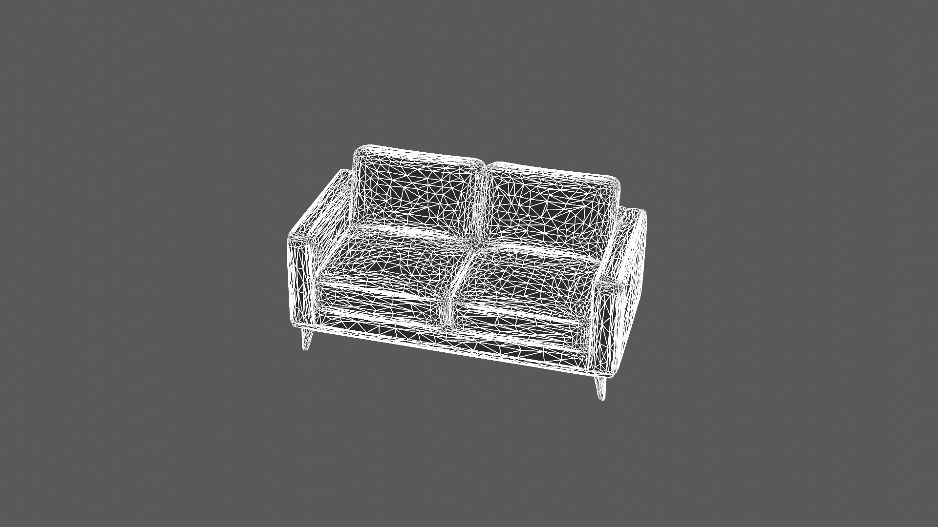 Modern Two-Seater Sofa with Wooden Legs 3D model_6