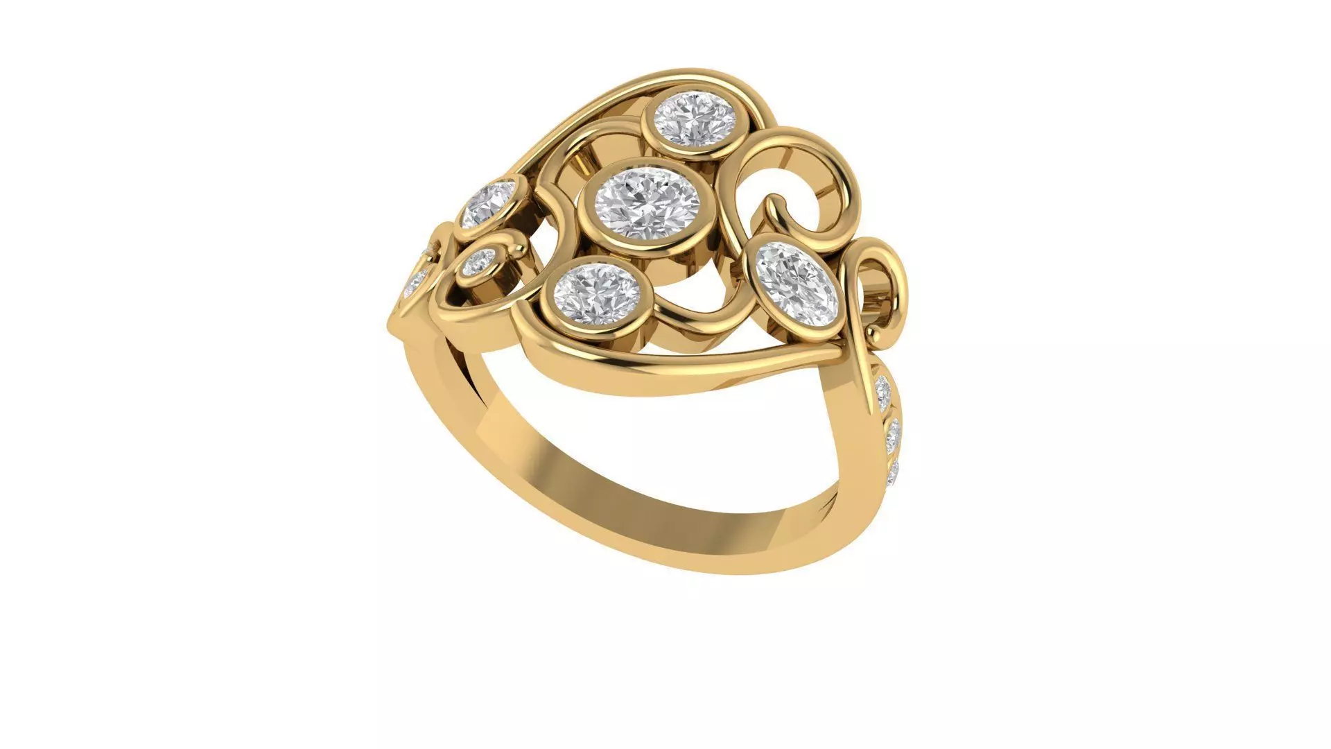 Multiple stone ring - Will adjust for free 3D print model
