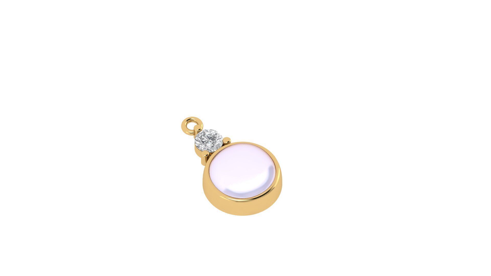Pendant 3D Model 10mm Cabochon with 4mm Round Stone 3D print model_3