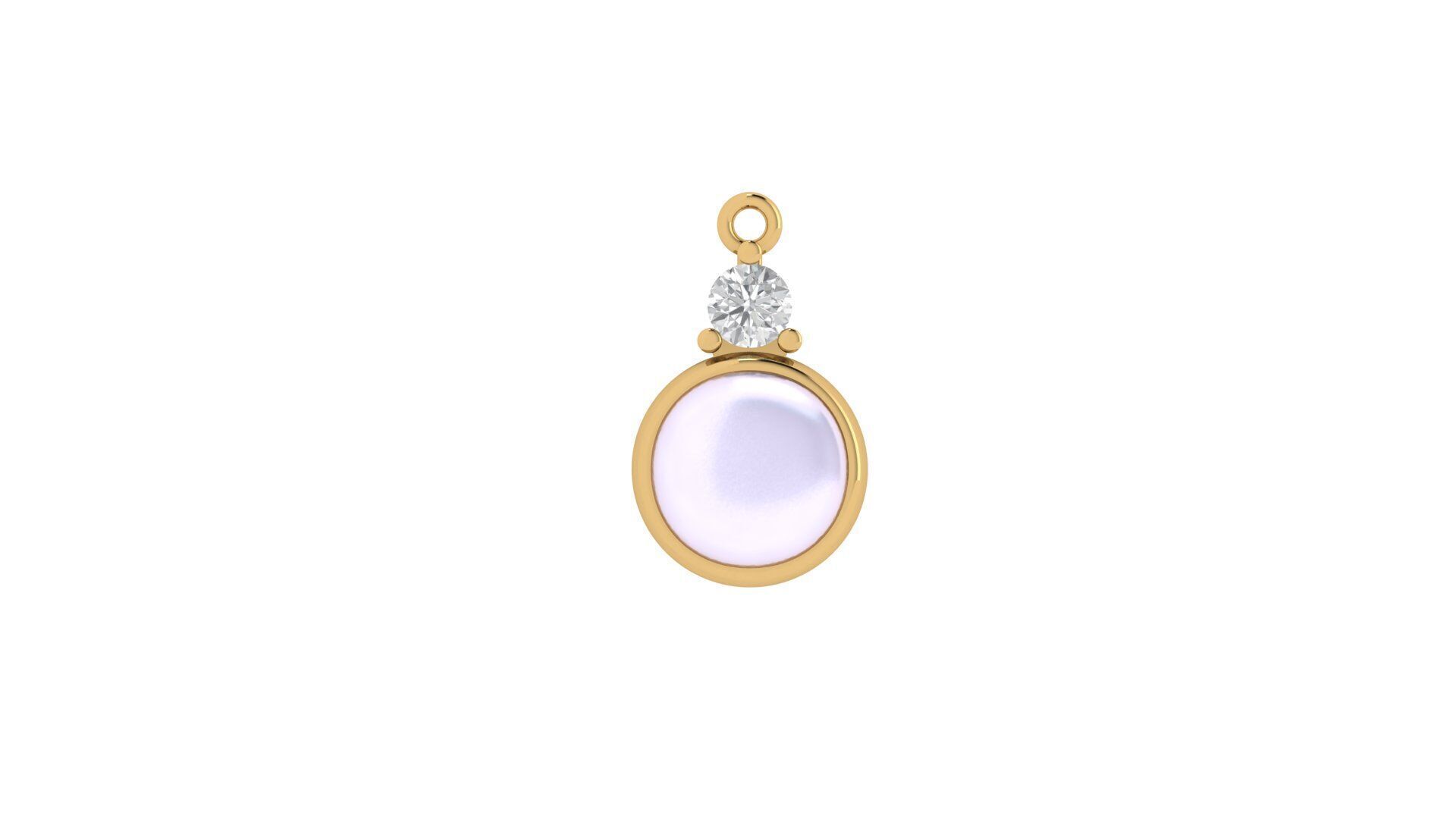Pendant 3D Model 10mm Cabochon with 4mm Round Stone 3D print model_2