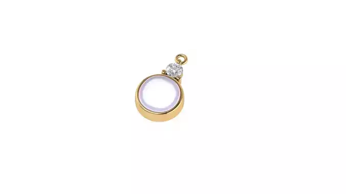 Pendant 3D Model 10mm Cabochon with 4mm Round Stone
