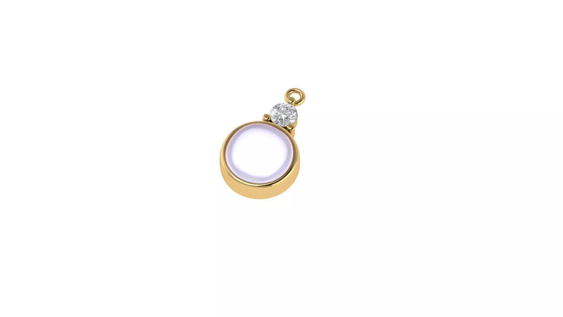 Pendant 3D Model 10mm Cabochon with 4mm Round Stone 3D print model_0