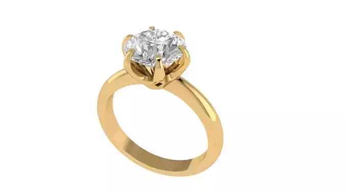 Solitaire Ring 3D Model  6-65mm Round Stone