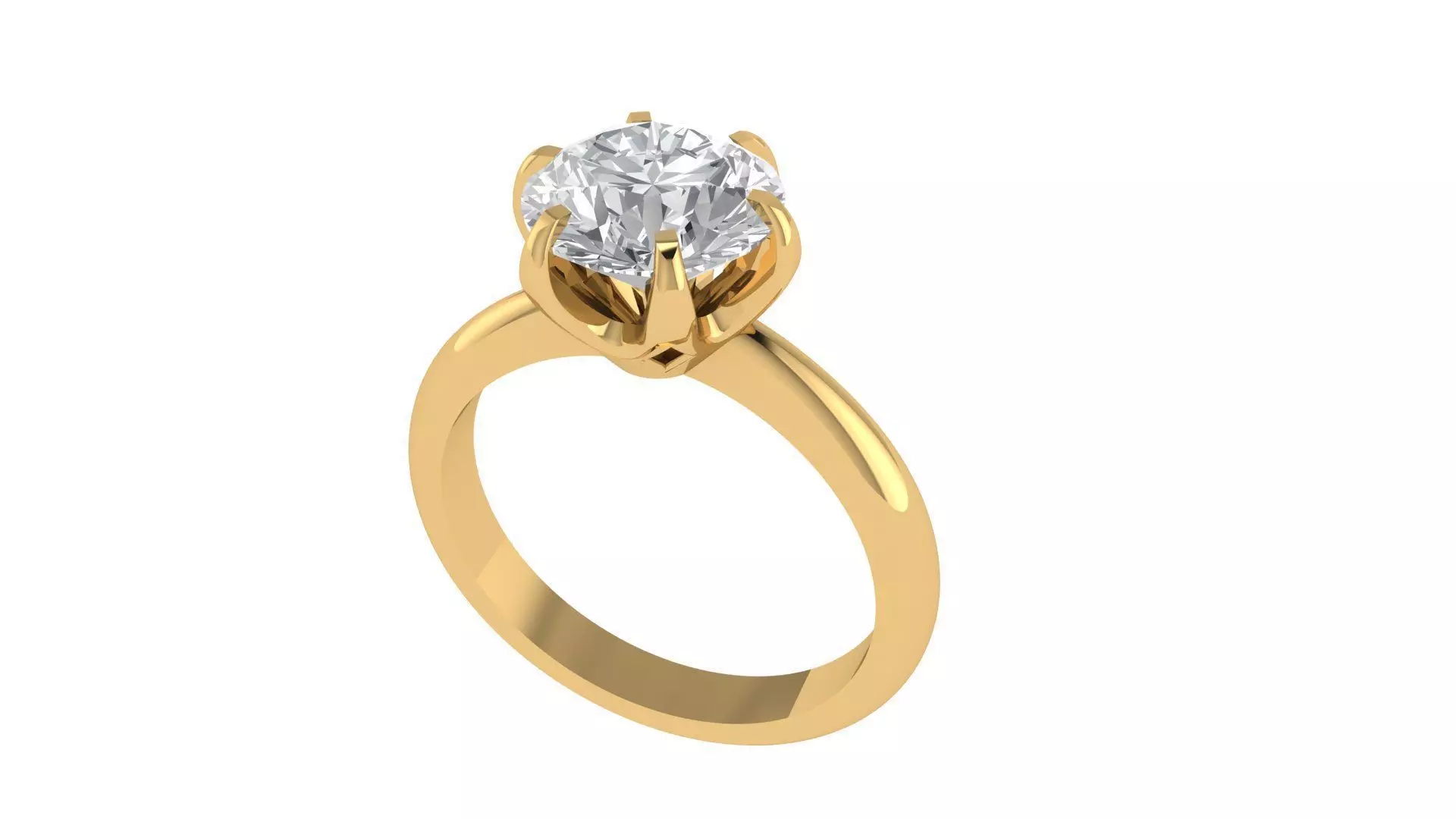 Solitaire Ring 3D Model 6-65mm Round Stone 3D print model_0