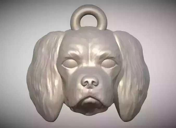 Spaniel Cavalier dog head key ring for 3D printing 3D print model