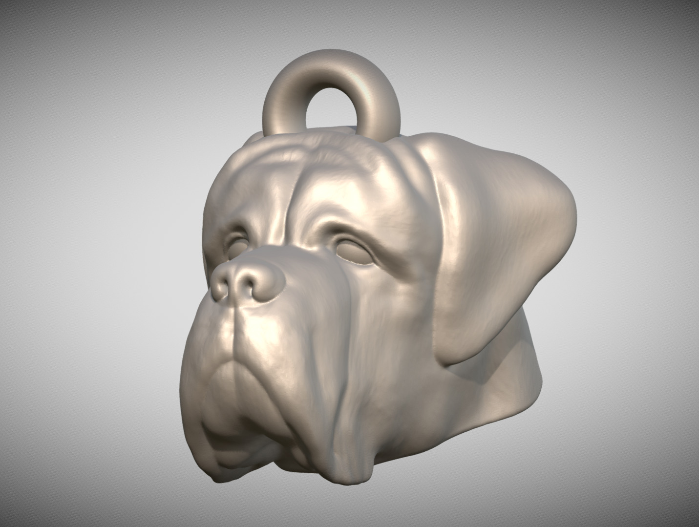 English Mastiff dog head key ring for 3D printing 3D print model_1