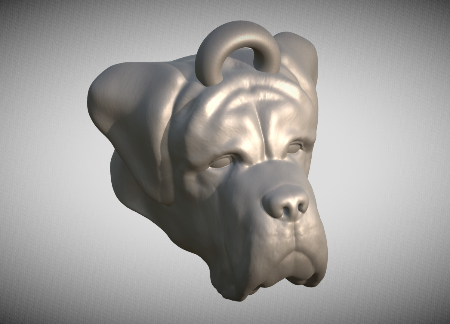 English Mastiff dog head key ring for 3D printing 3D print model_8