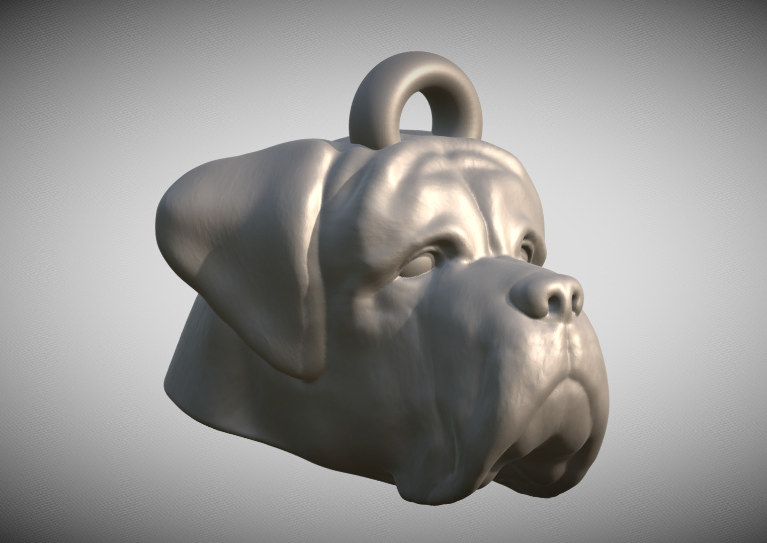 English Mastiff dog head key ring for 3D printing 3D print model_6