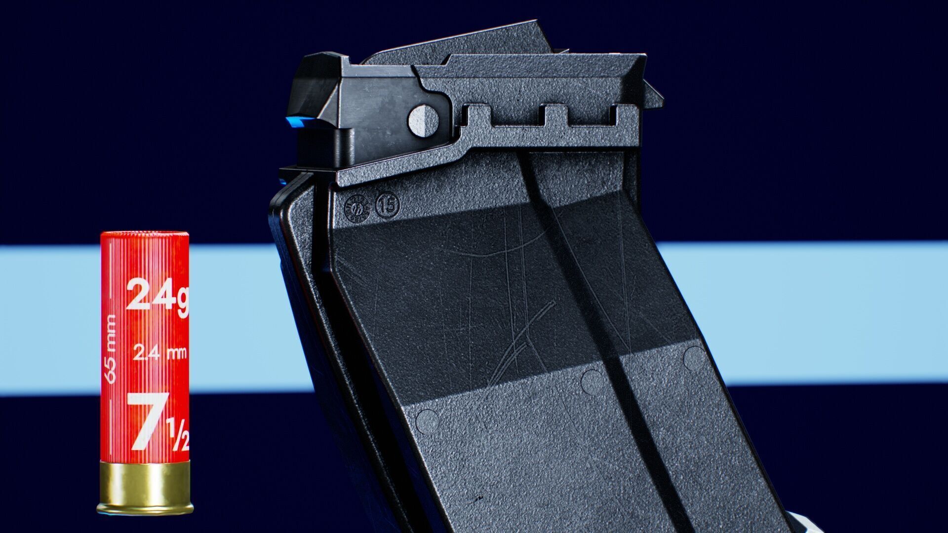 Double Stack Pics Saiga 8 - 20 Bullets Low-poly 3D model_3