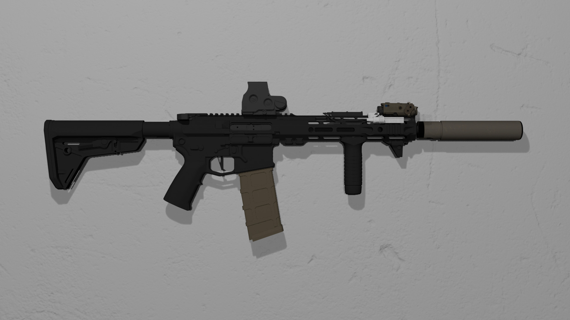 Low Poly AR15 Tactical Rifle Game Ready Weapon Low-poly 3D model_1