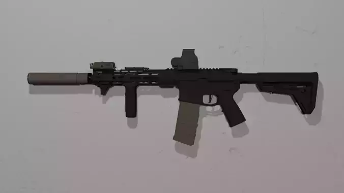 Low Poly AR15 Tactical Rifle Game Ready Weapon