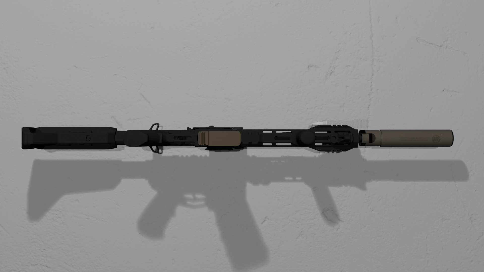 Low Poly AR15 Tactical Rifle Game Ready Weapon Low-poly 3D model_3