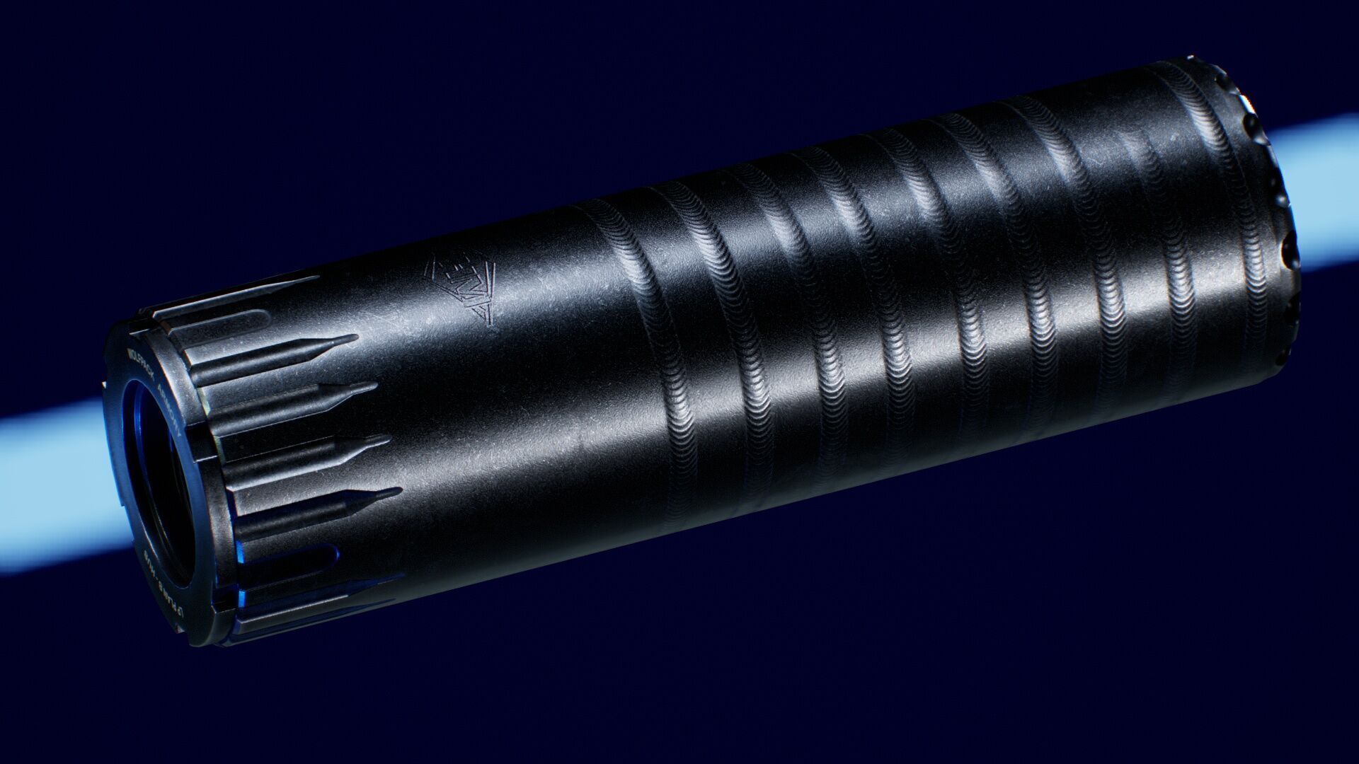 YHM R9 9mm Suppressor Low-poly 3D model_7