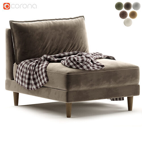 Rio Modular Armless Sofa Chair 3D model