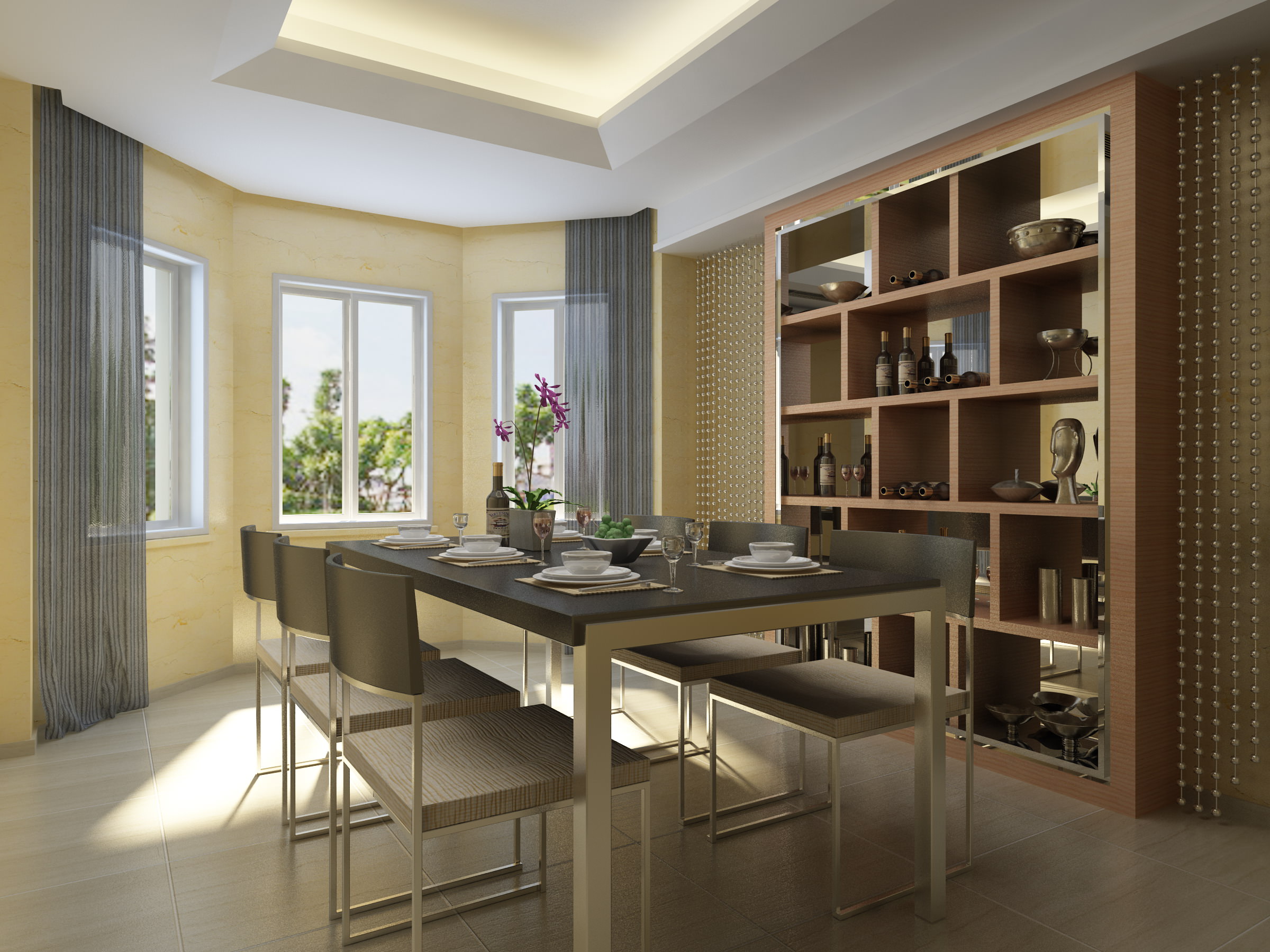 Dining Hall With Wall Showcase 3d Model Cgtrader Dining Hall With Wall Showcase 3d Model Max 1