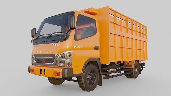 Mitsubishi Fuso canter wood box truck 3D model