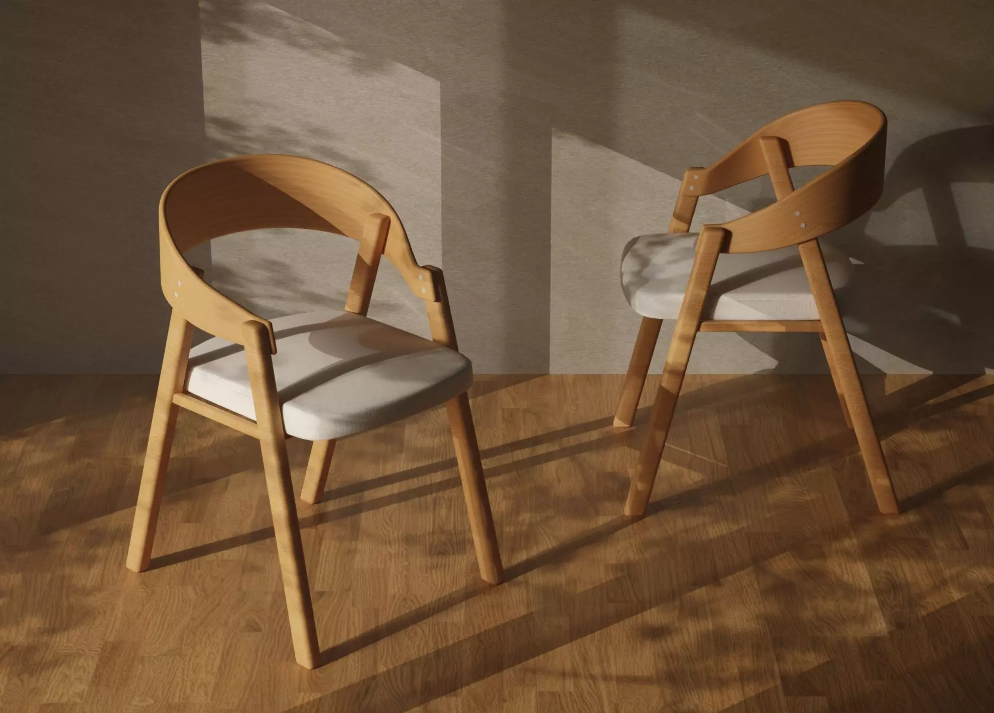 3D Wooden Dining Chair Elmide 3D model_0