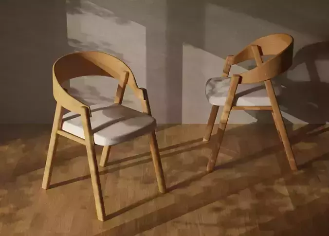 3D Wooden Dining Chair Elmide 3D model