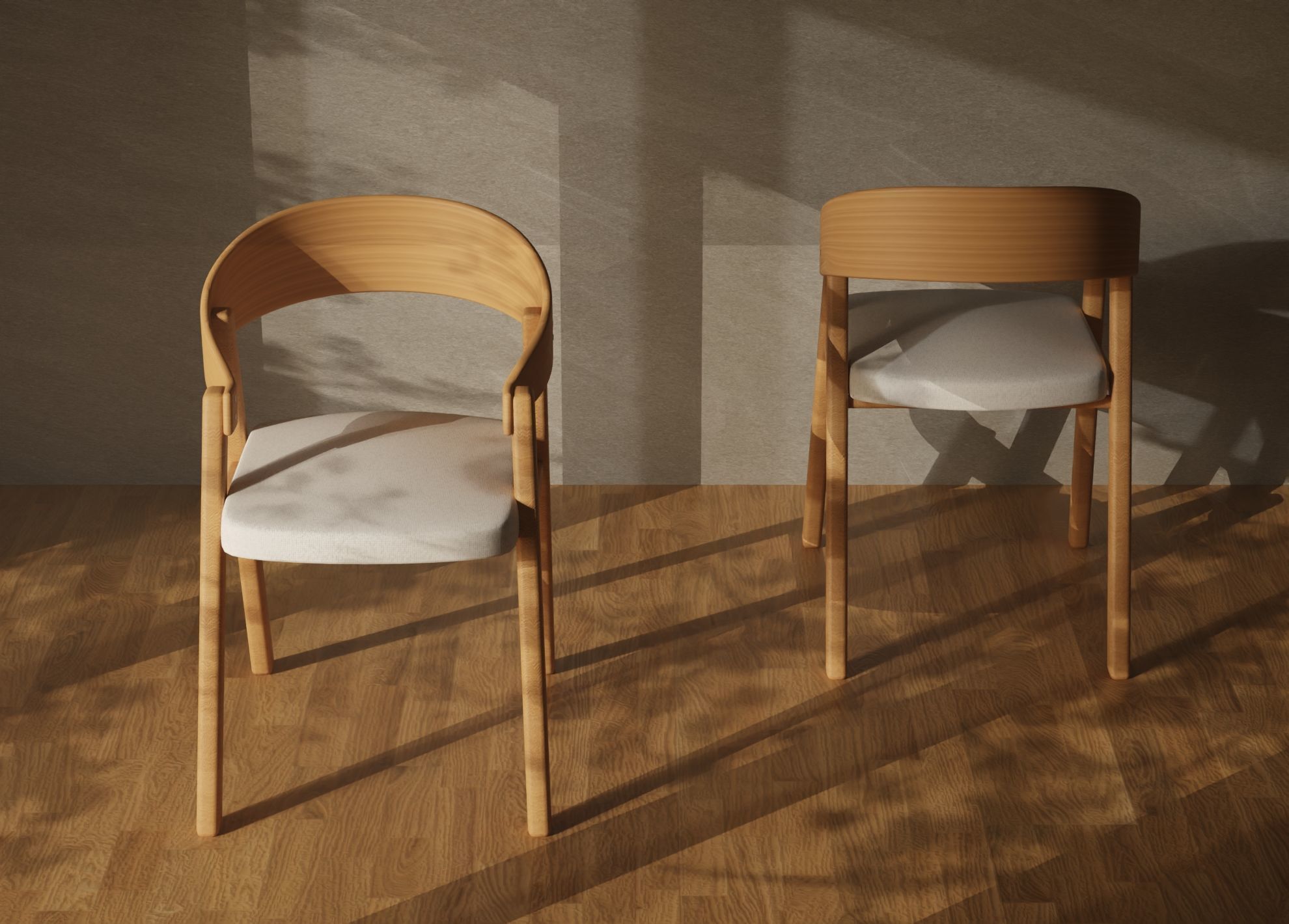 3D Wooden Dining Chair Elmide 3D model_1