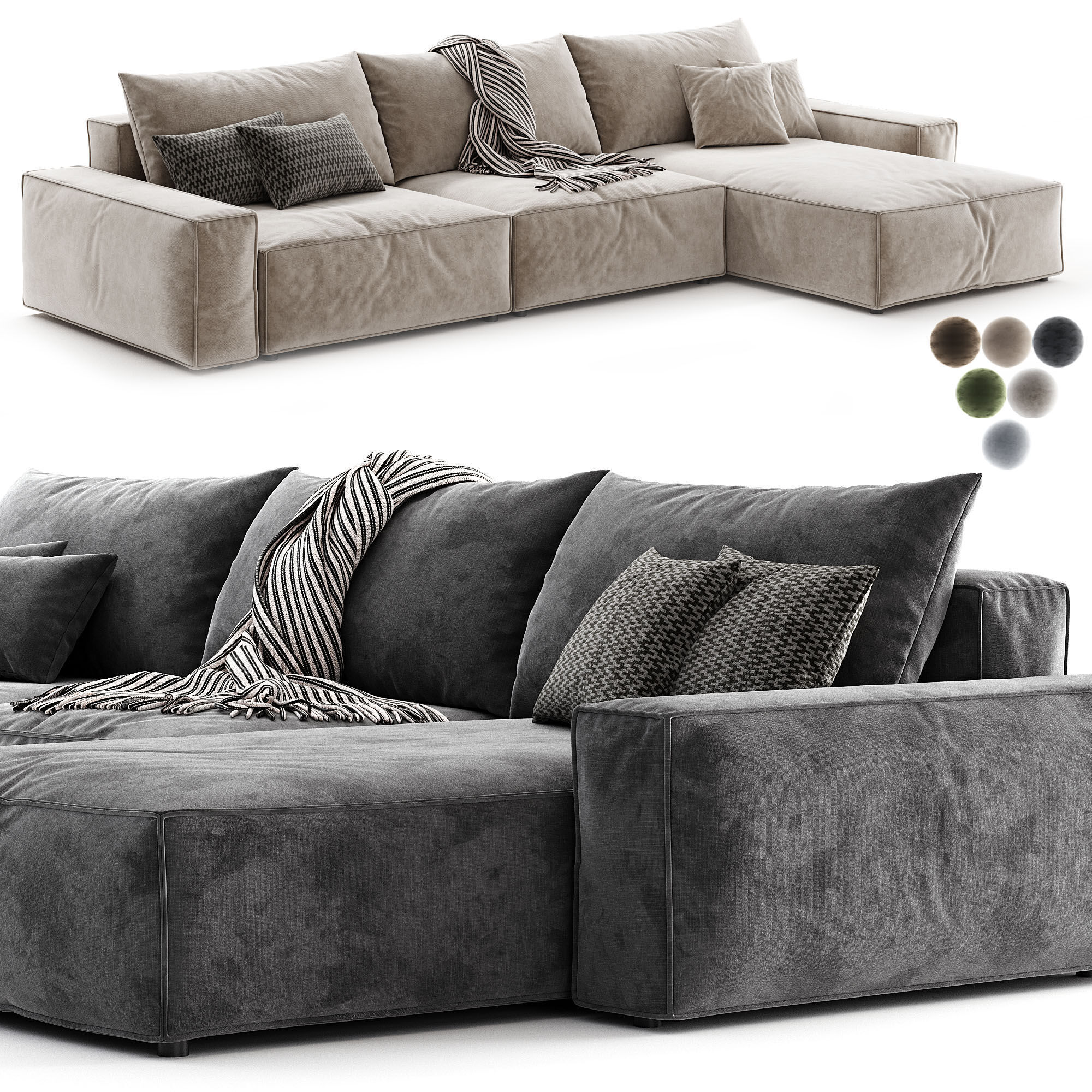 Casa Chaise Lounge Sofa 3D model_3