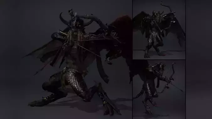 Obsidian Archer ArmWing Low-poly 3D model