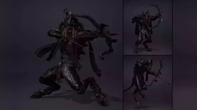 Obsidian Archer Arm2 Low-poly 3D model