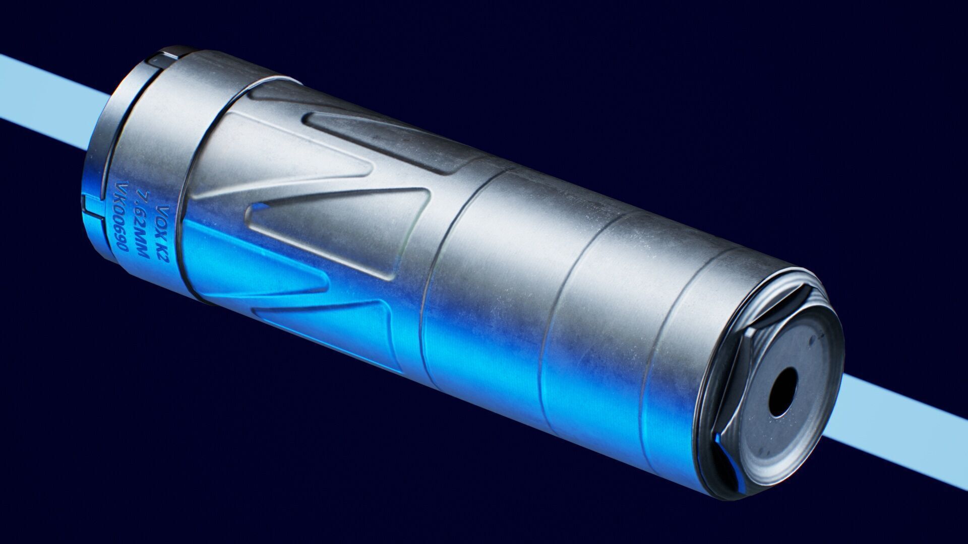 Energetic Armament Vox K2 Suppressor Low-poly 3D model_9