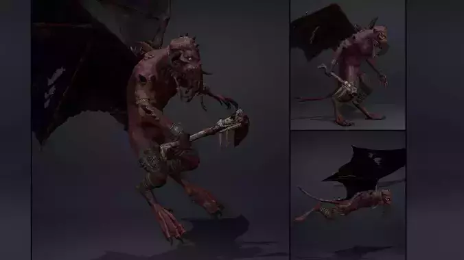 Obsidianwing Spicky Brutal Low-poly 3D model